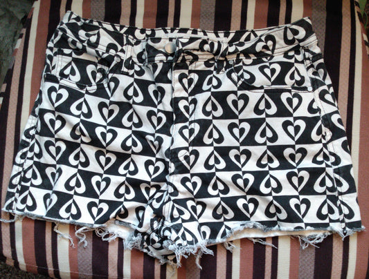 Black and White Heart Shorts