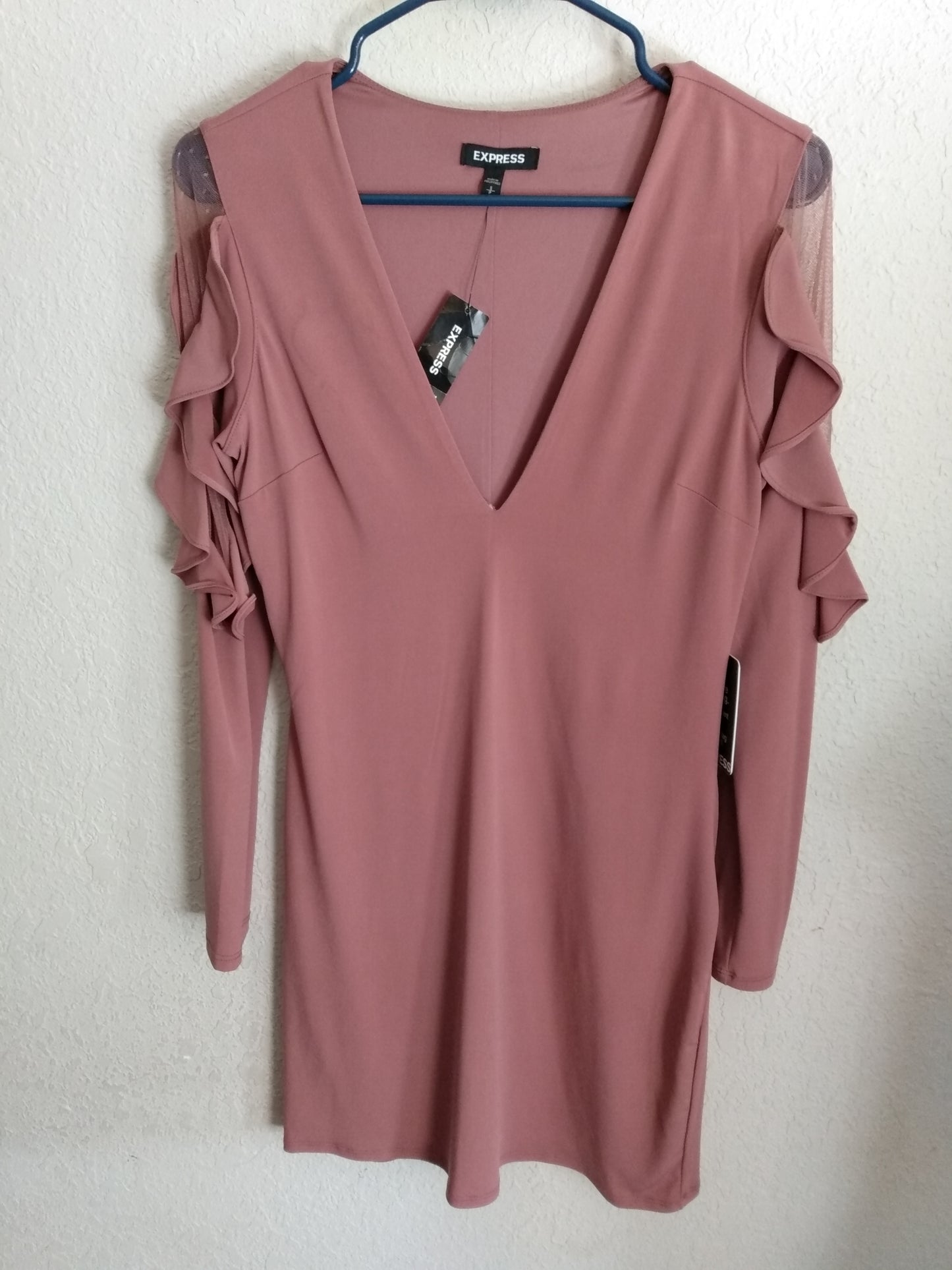 Petite Ruflle Long Sleeve Dress