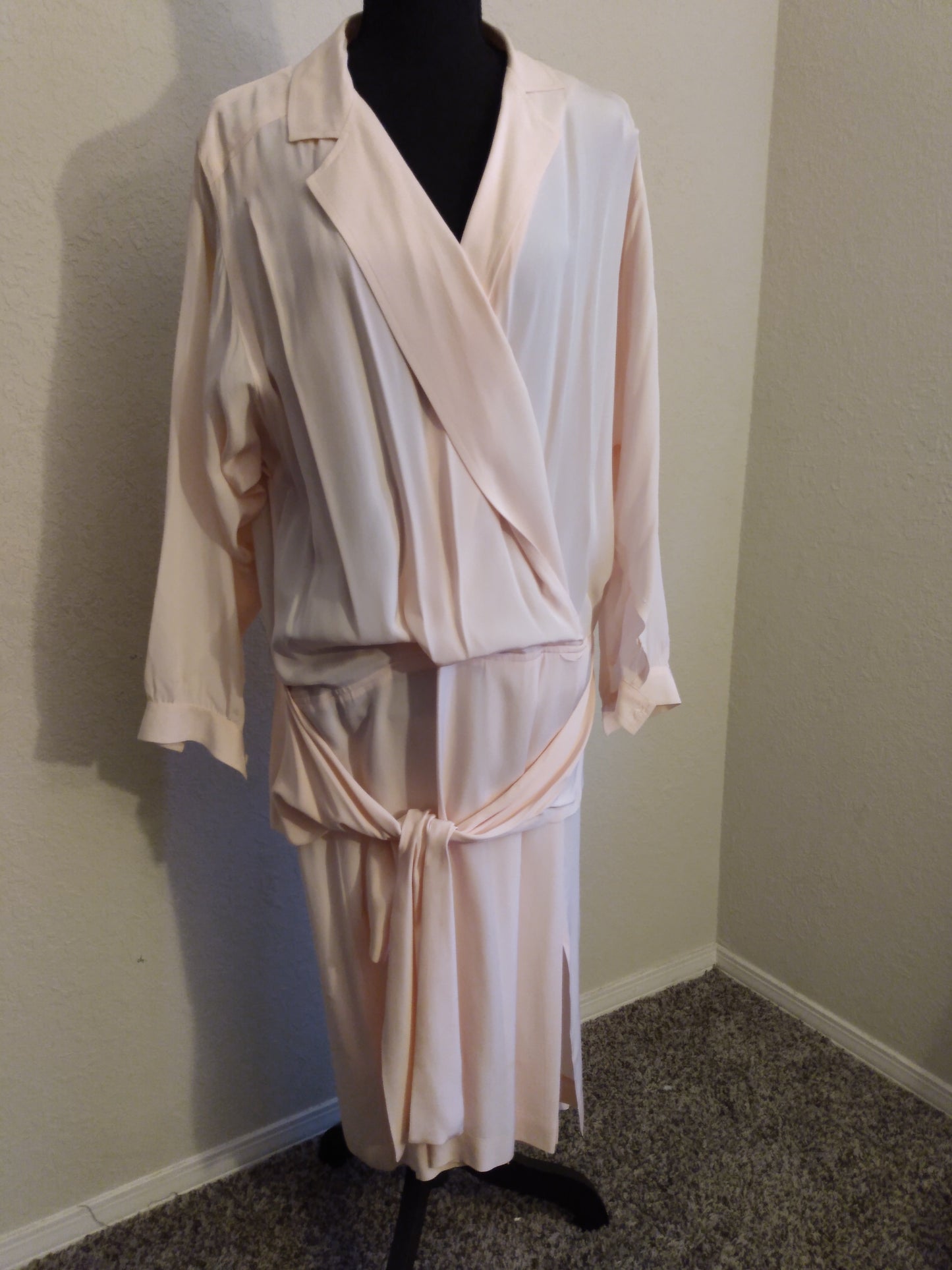 Pink Wrap Around Tie Closure Dress