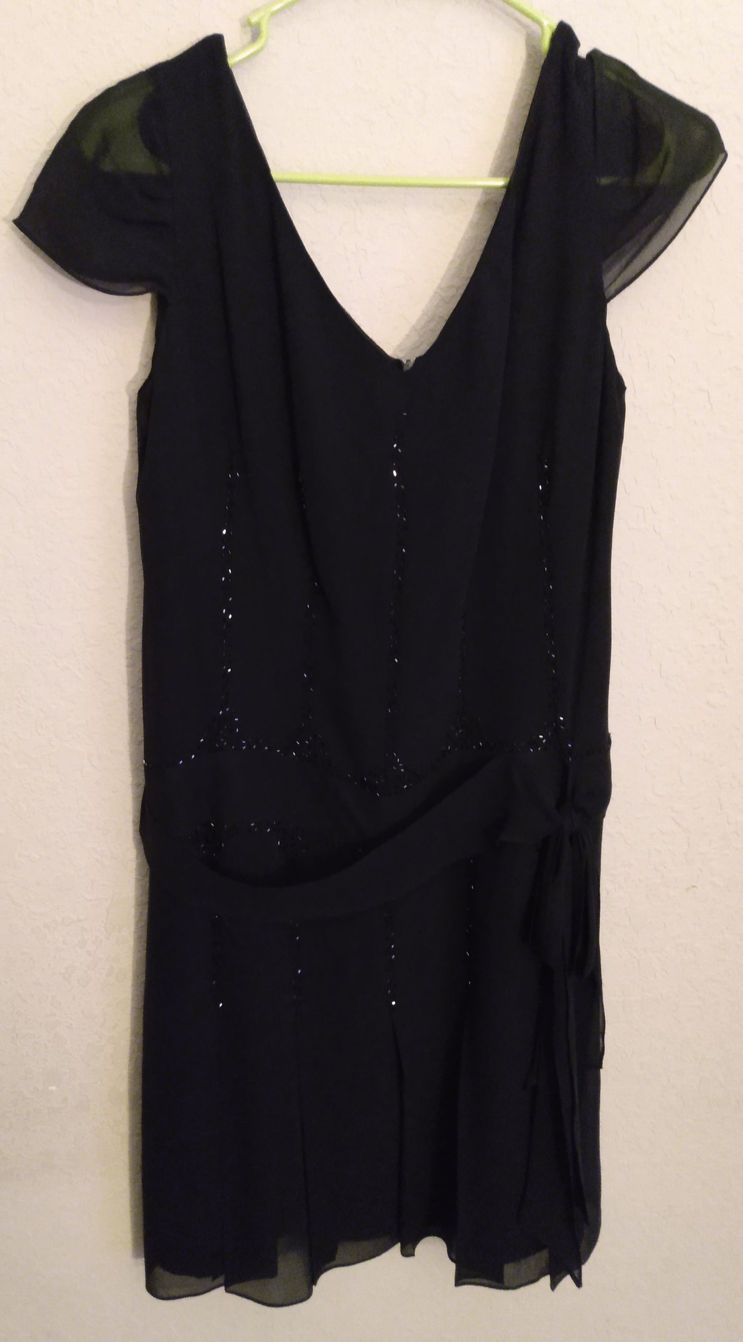 After Five Short Sleeve Black Shimmer Dress