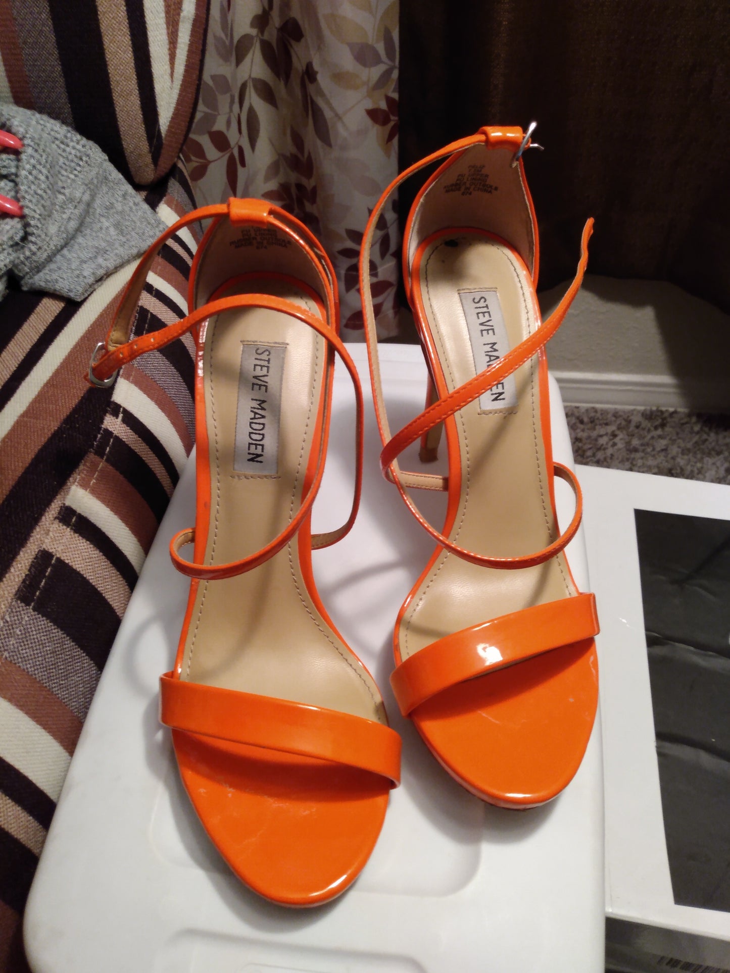 Steve Madden Open Toe Orange Slingback Pumps