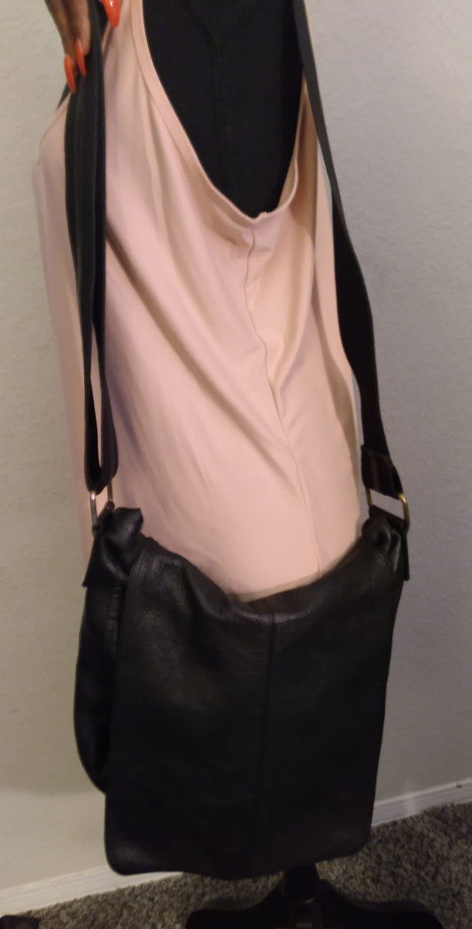 Black Leather Satchel Shoulder Bag