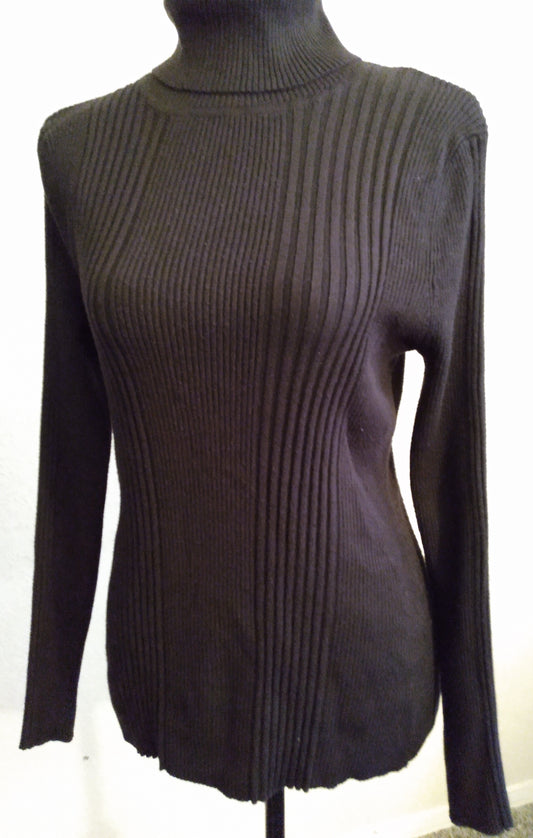 Black Ribbed Knit Sweater