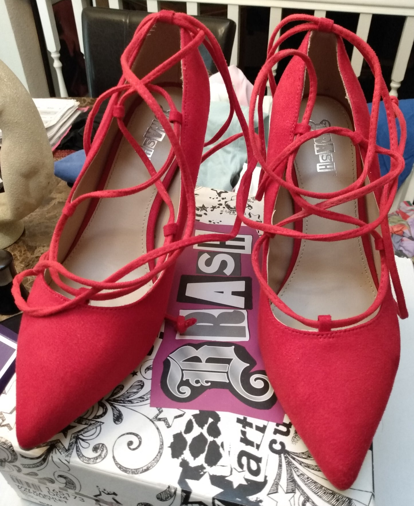 Red Calf Strap Heels