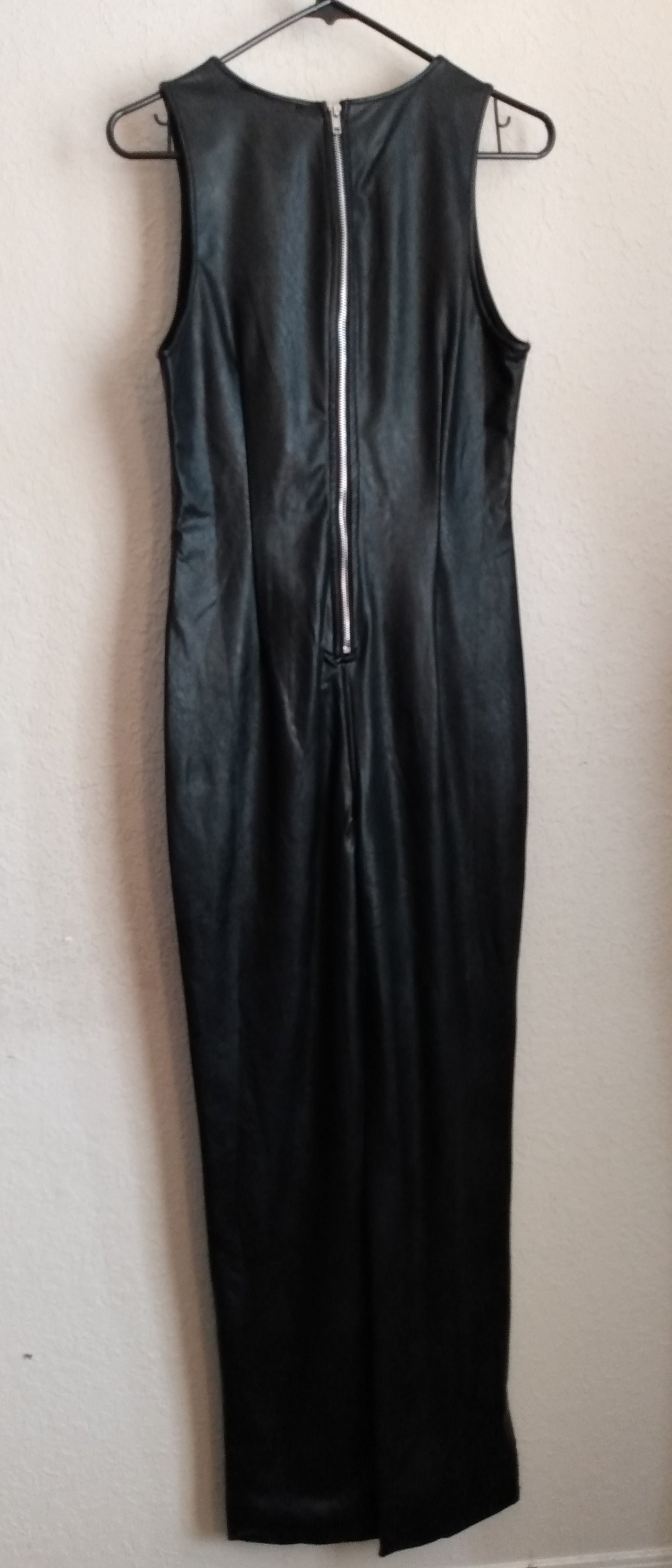 Faux Leather Black Jumpsuit