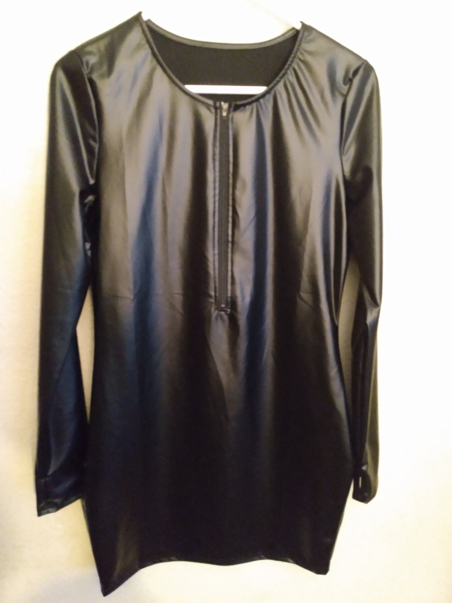 Long Sleeve Leatherette Dress