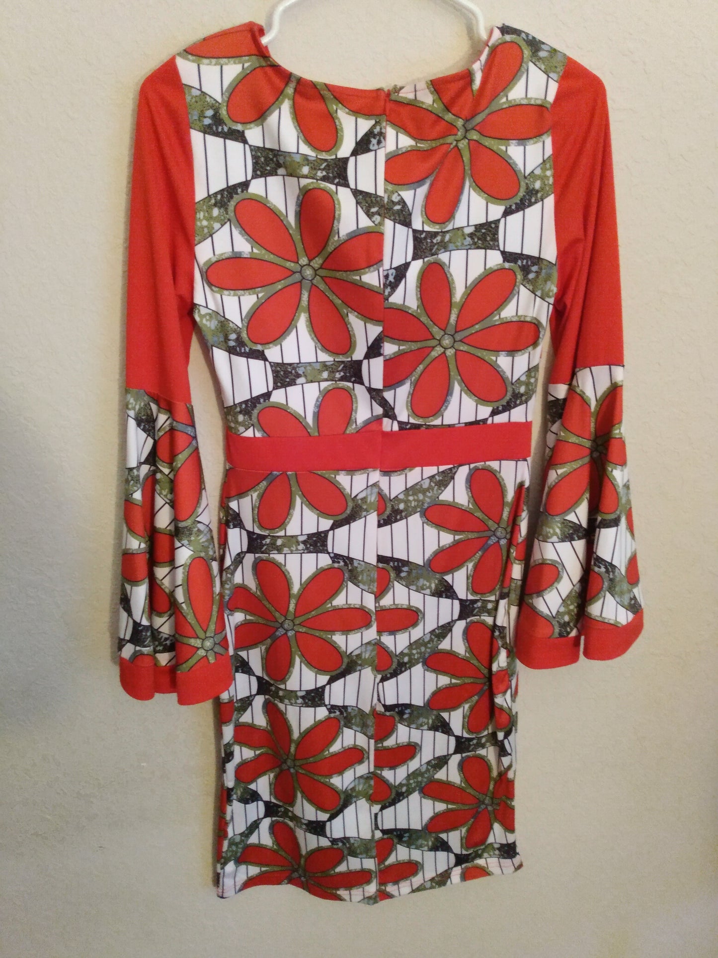 Long Sleeve Red Floral Dress