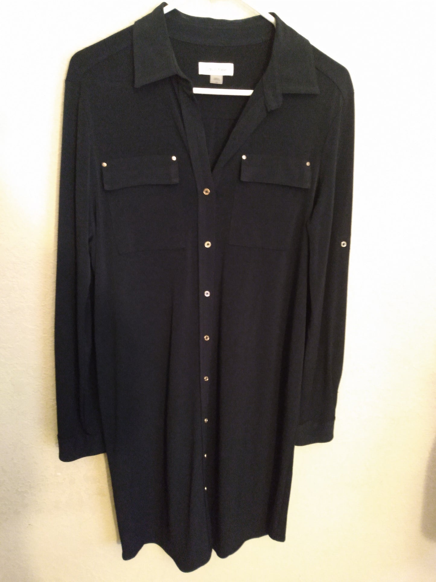 Long Sleeve Black Button Down Dress