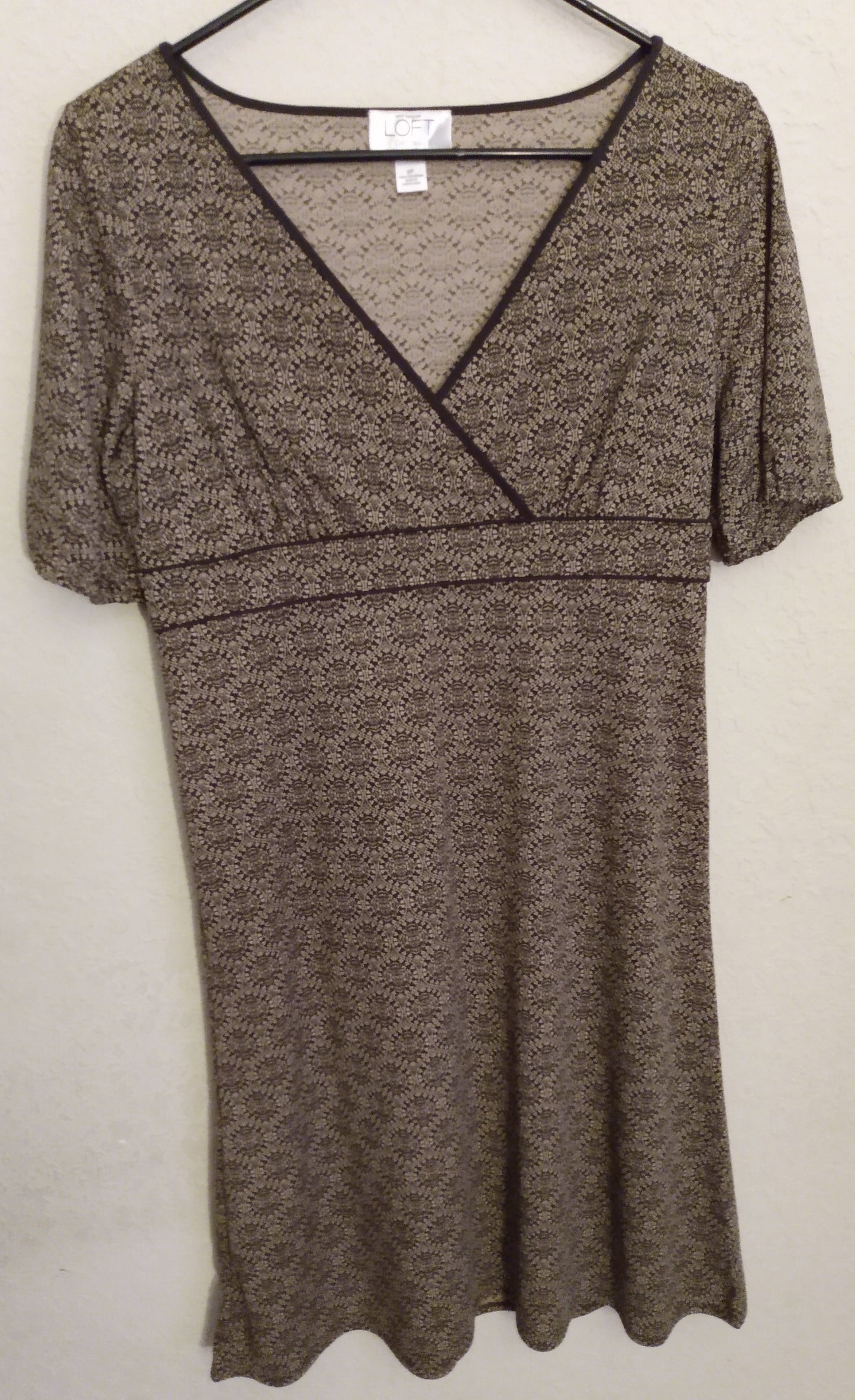 Short Sleeve Brown Print Dress