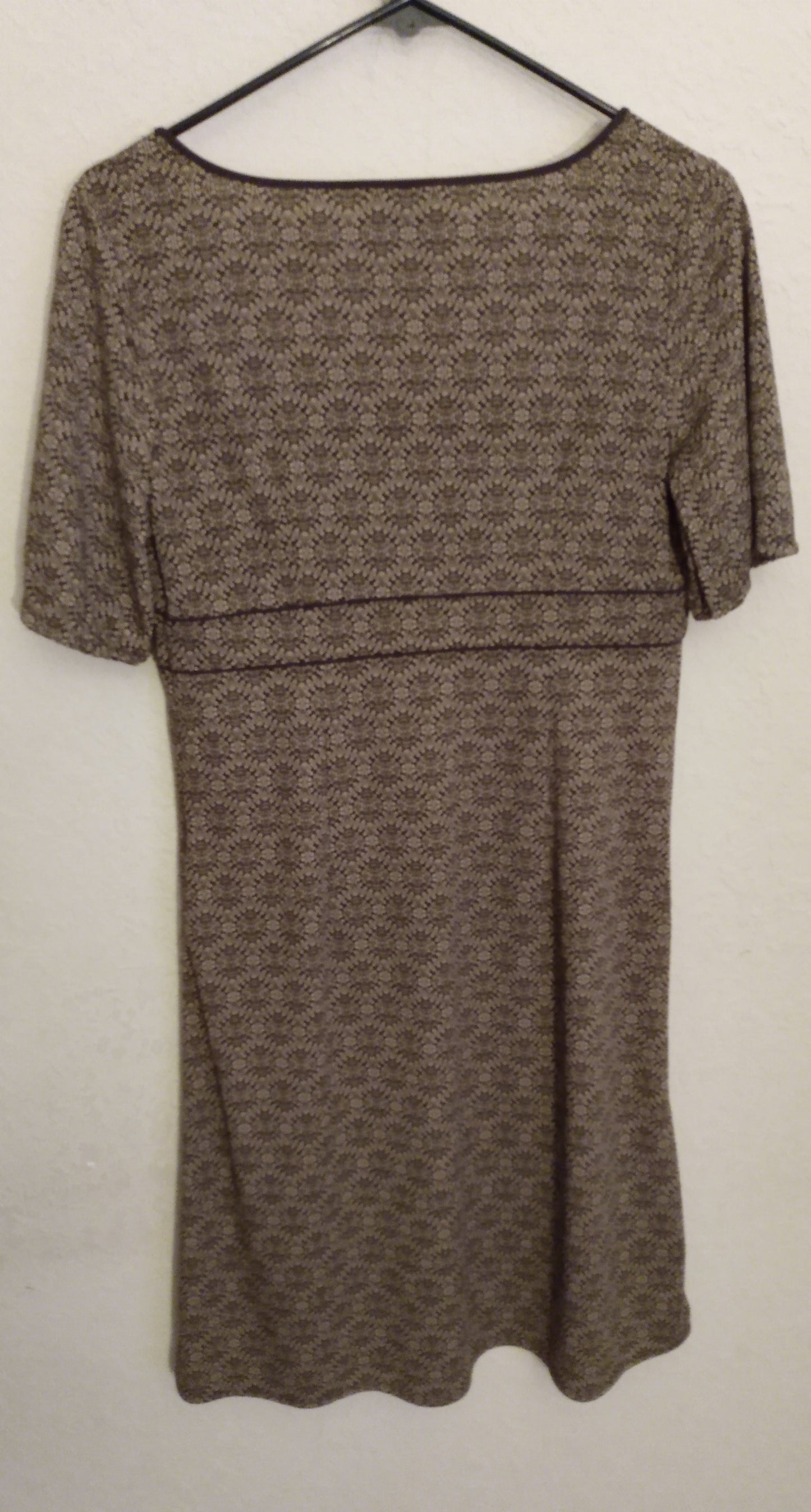 Short Sleeve Brown Print Dress