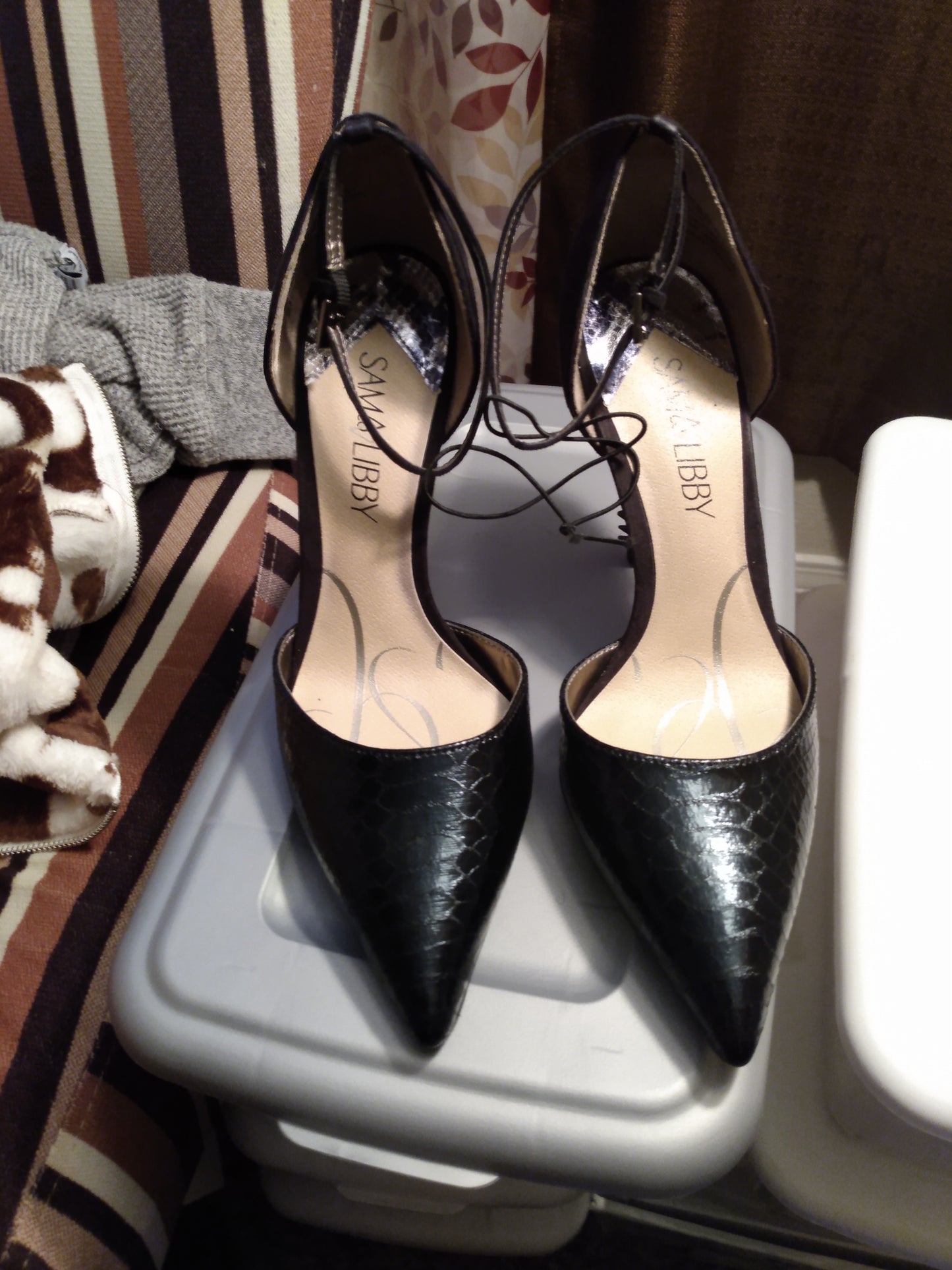 Spiked Heel Black Pumps