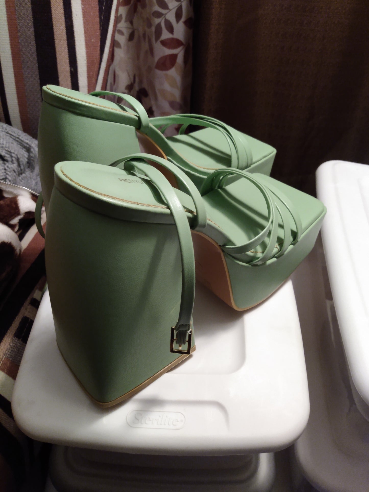 Green Clunky Heels