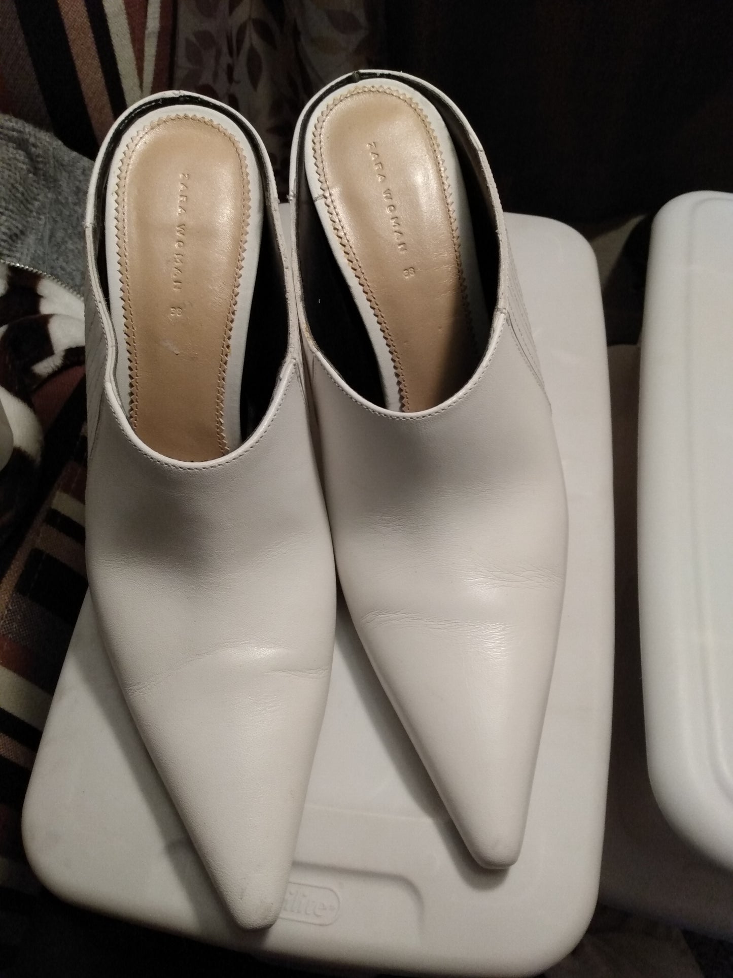 White Slip On Pumps