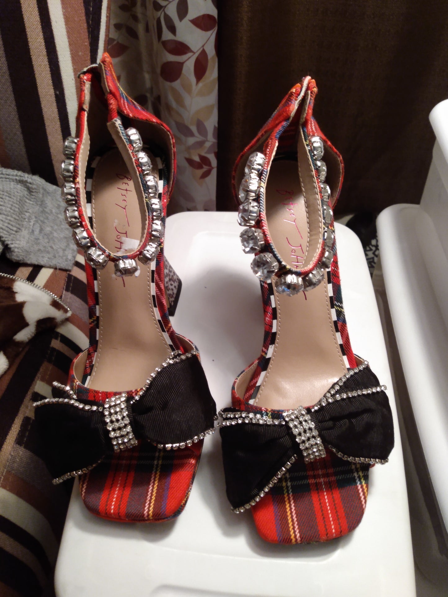 Betsy Johnson Plaid Bow Heels