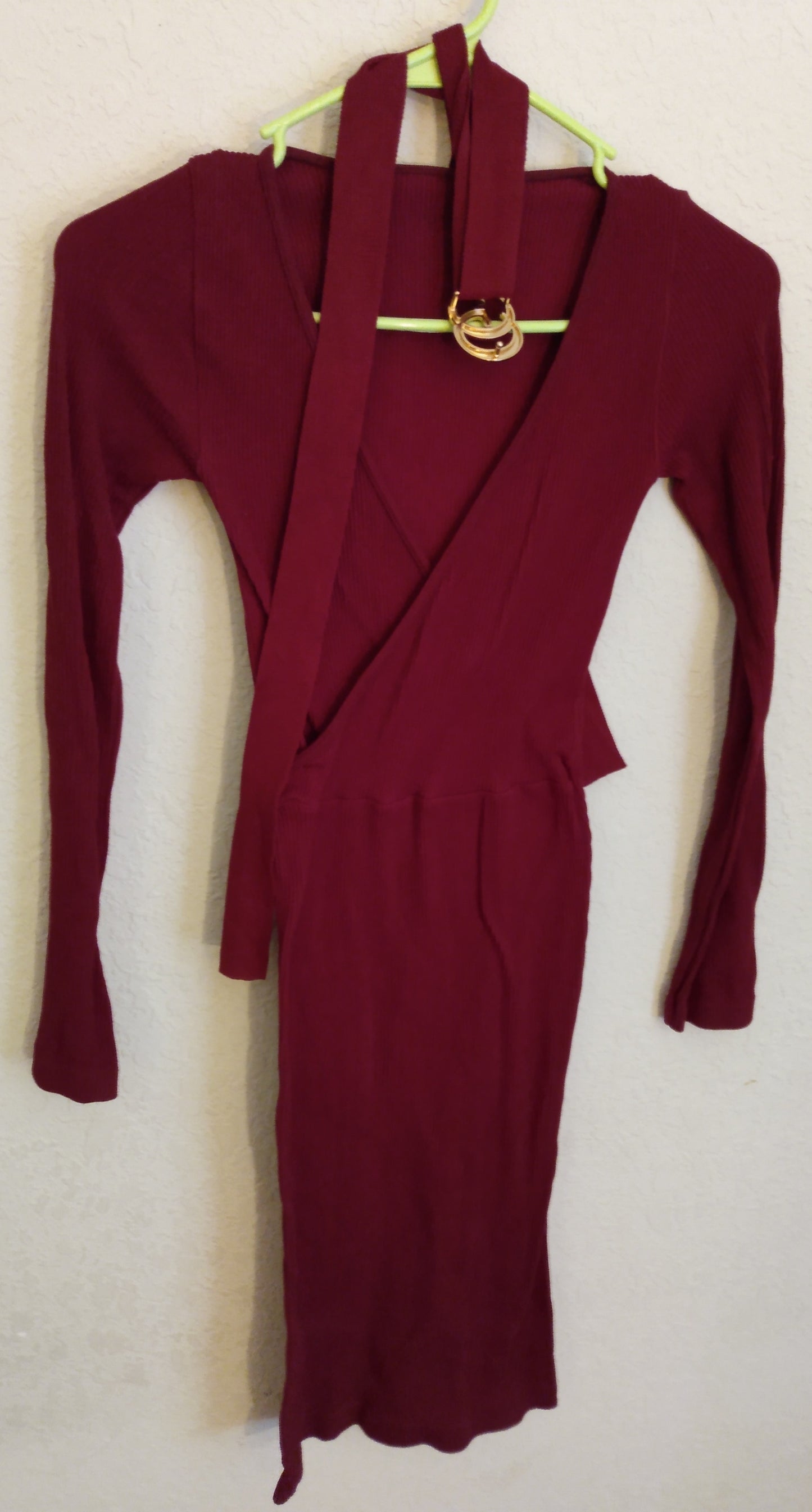 Long Sleeve Maroon Knit Dress