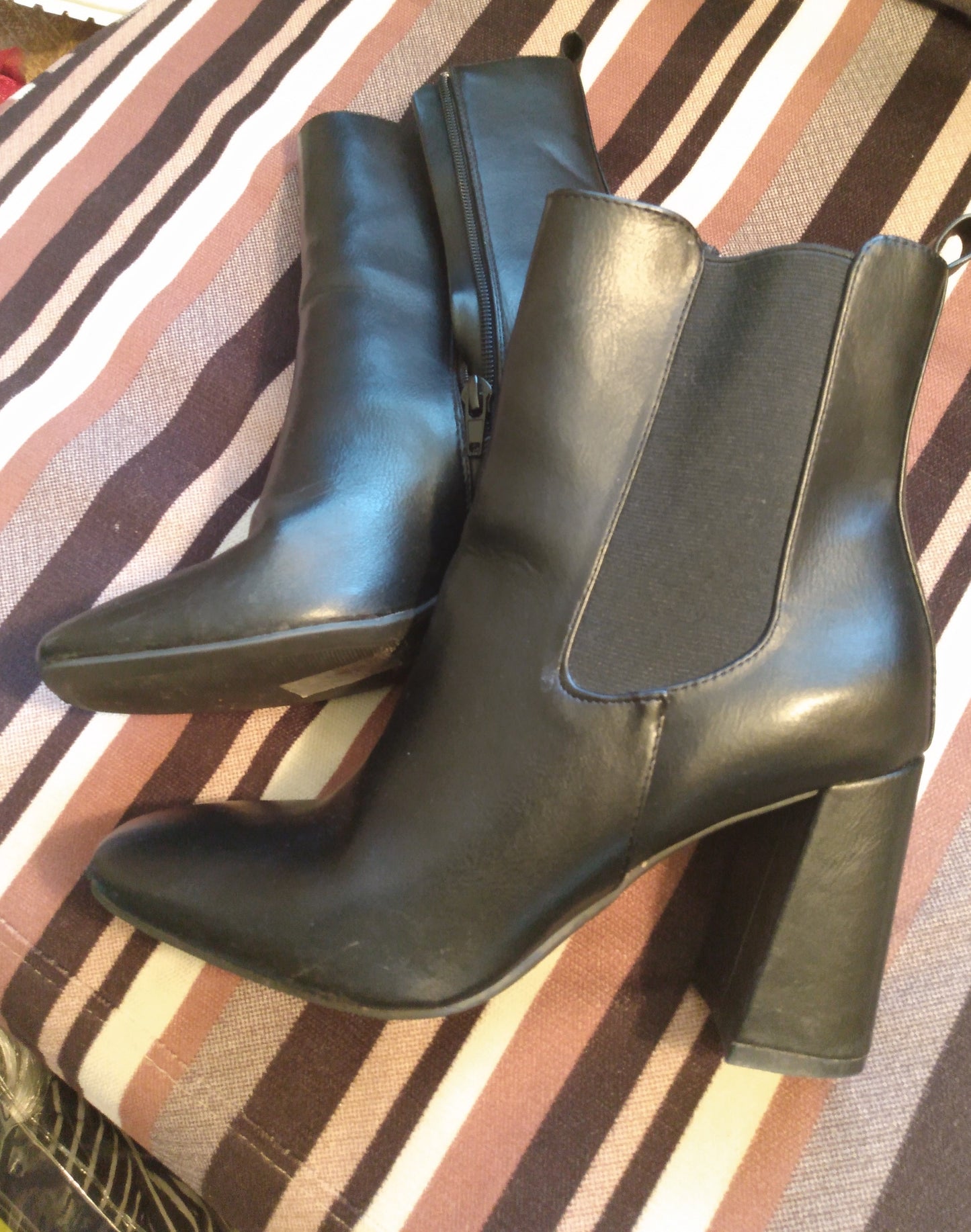 Black Leather Square Toe Boots