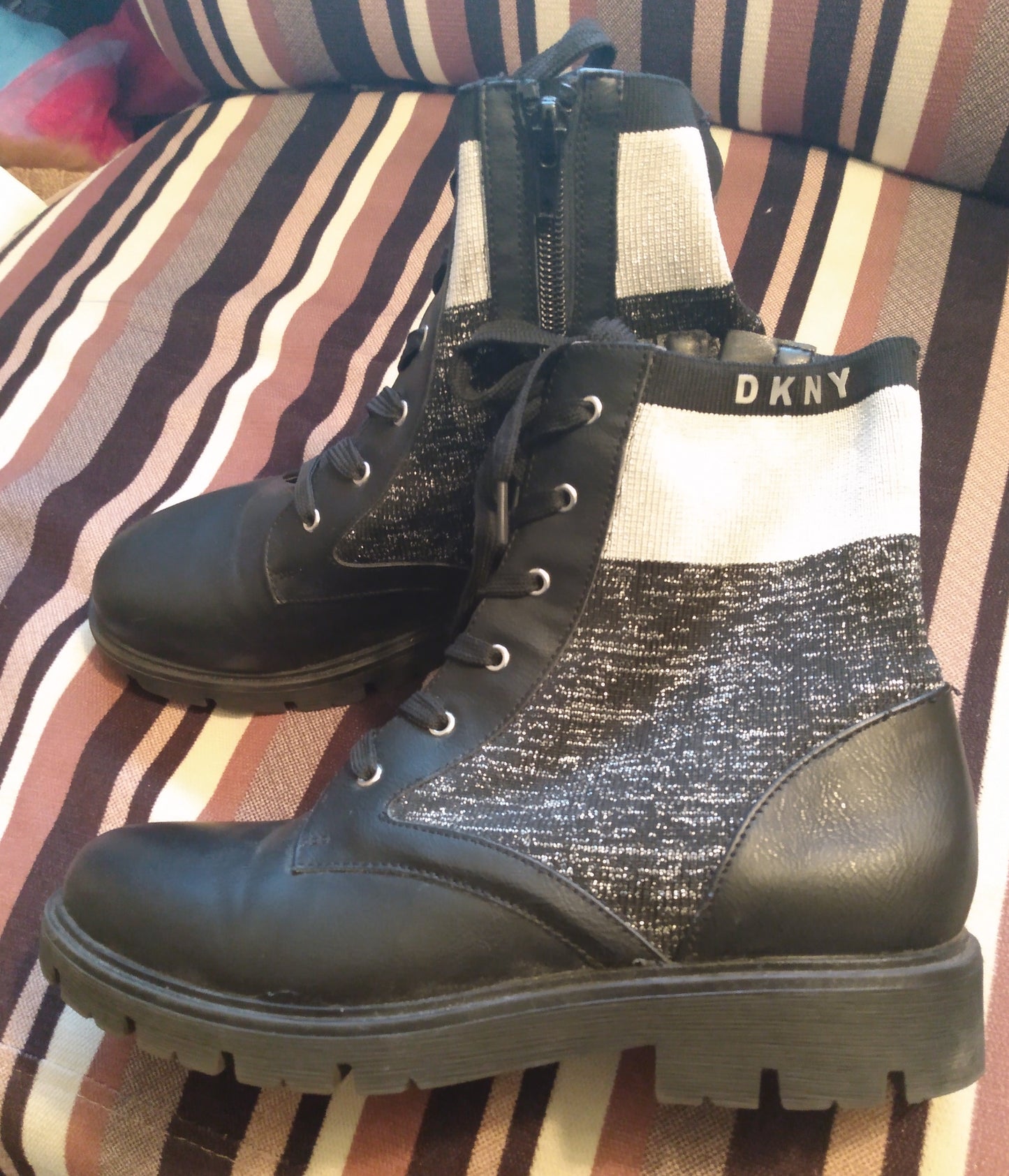 DKNY Leather Combat Style Boots