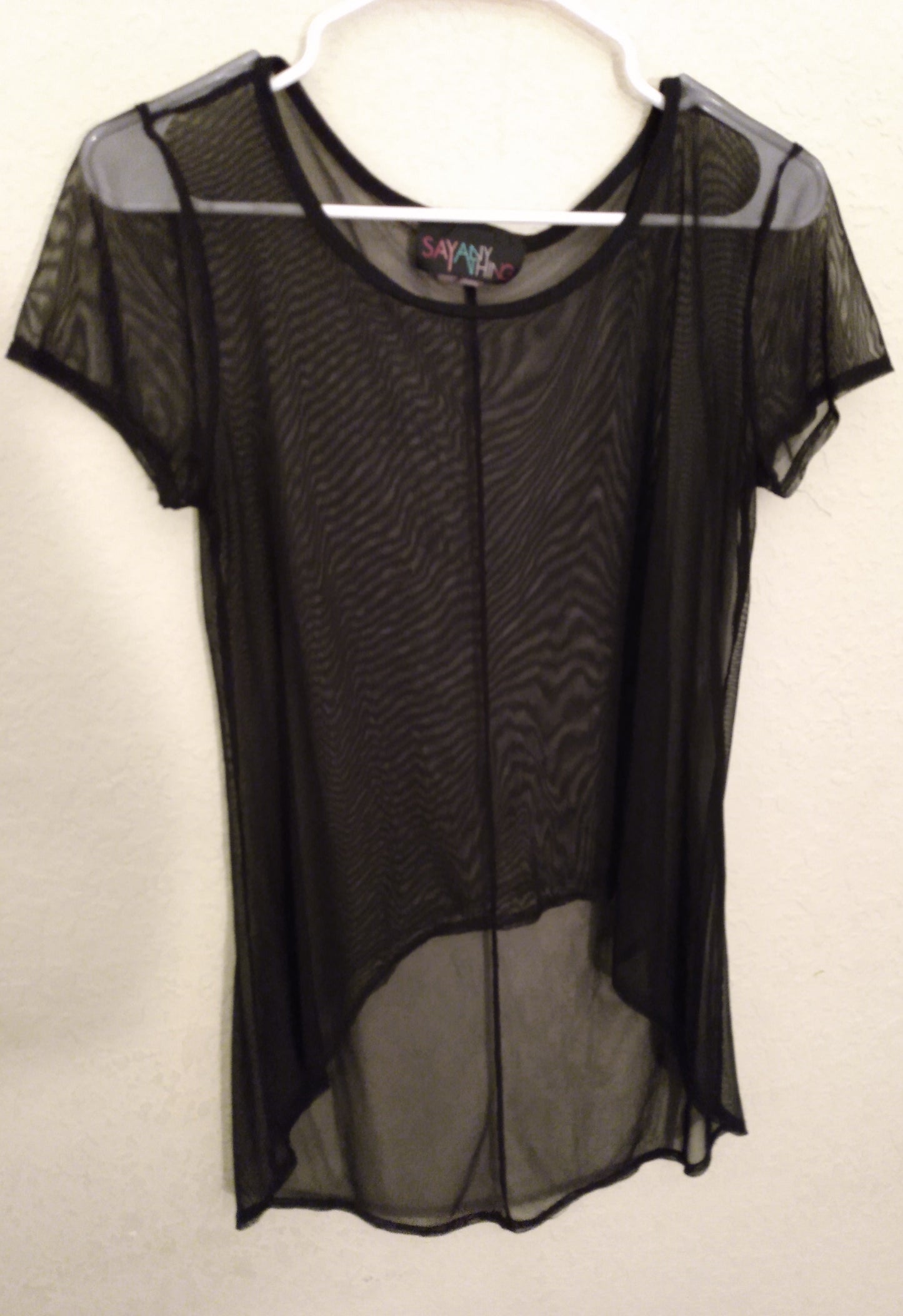 Short Sleeve Black Sheer Top