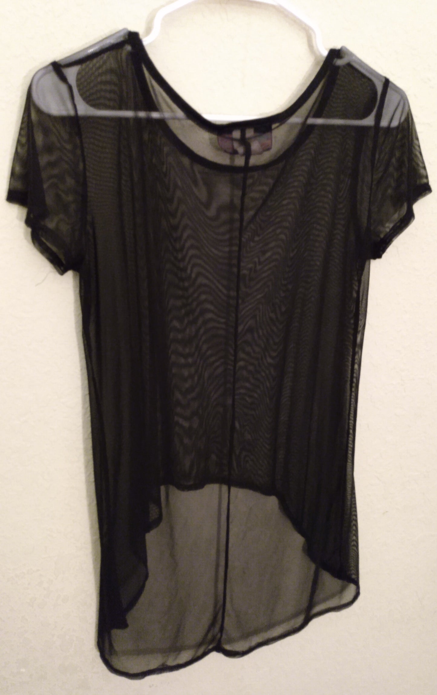 Short Sleeve Black Sheer Top