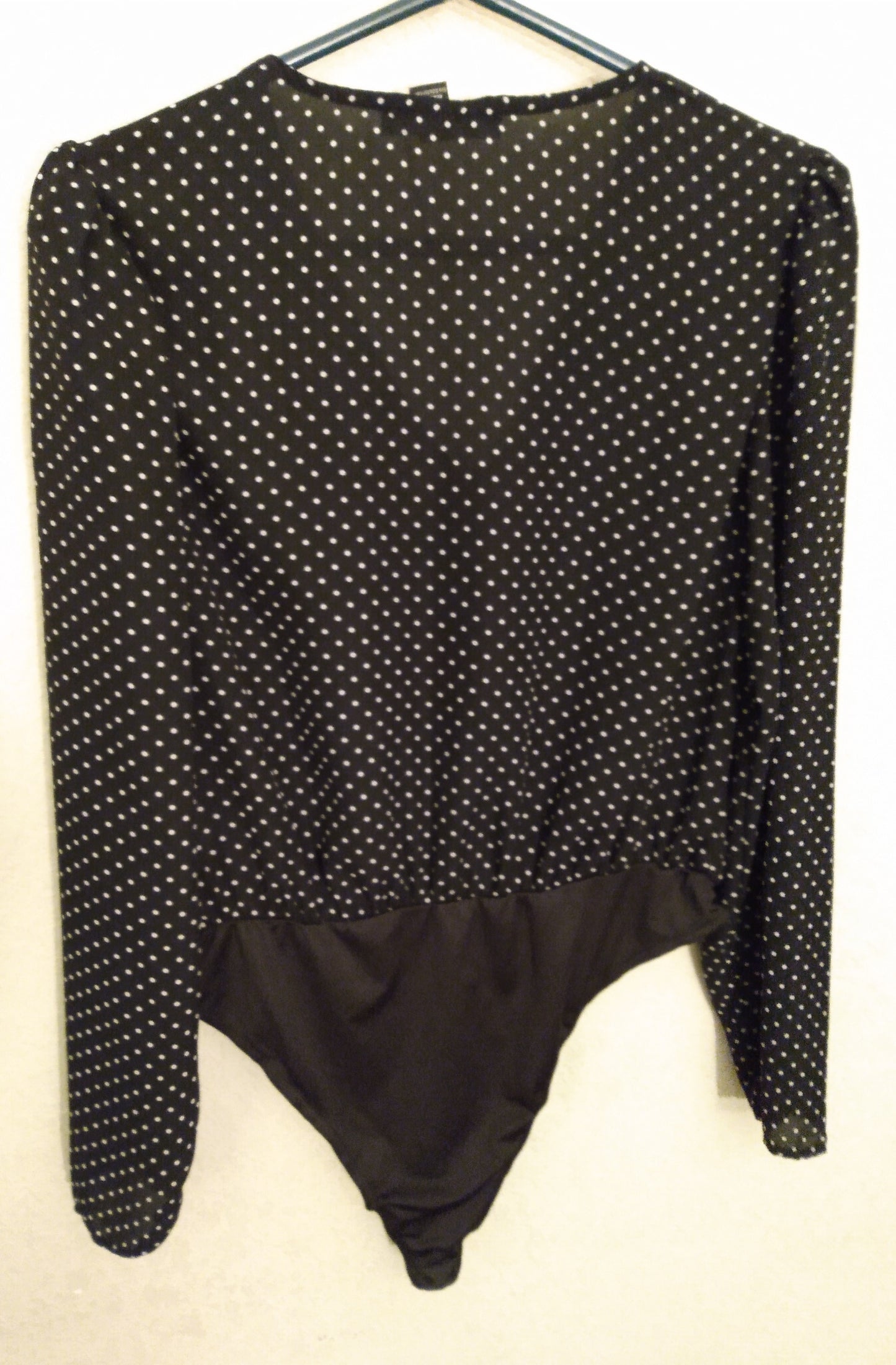 Long Sleeve Black Polka Dot Body Blouse