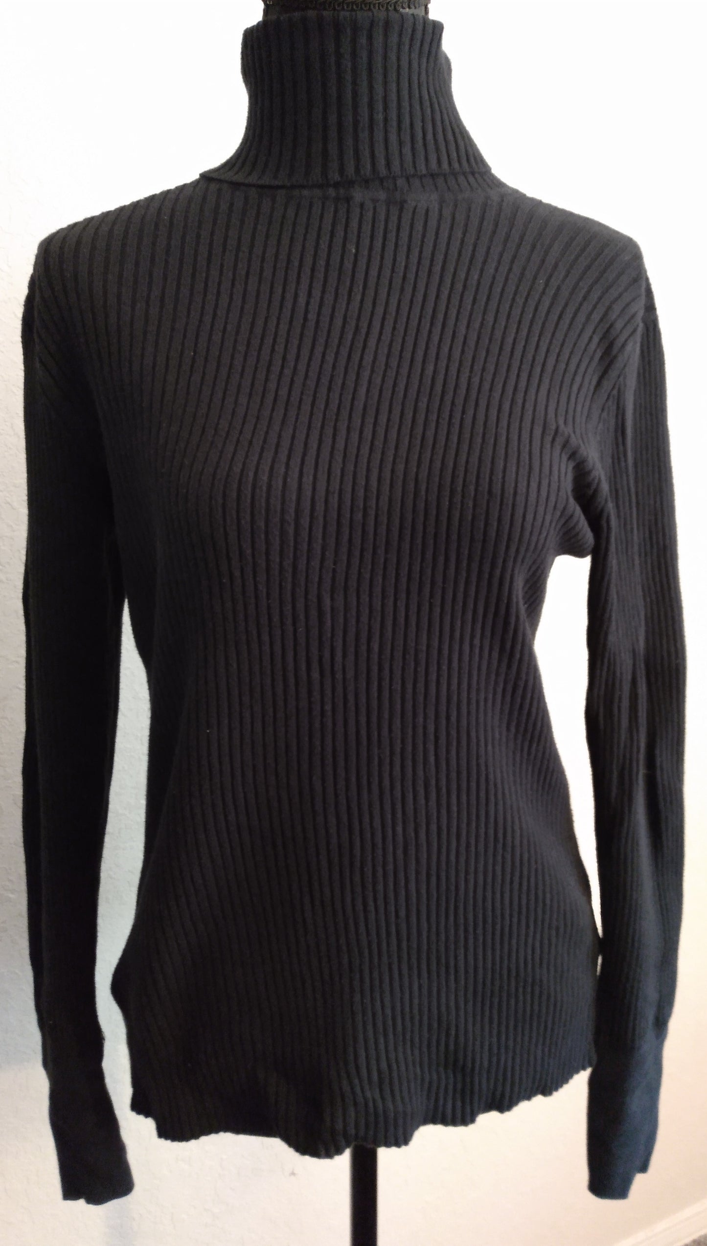 Black Ribbed Turtleneck Sweater