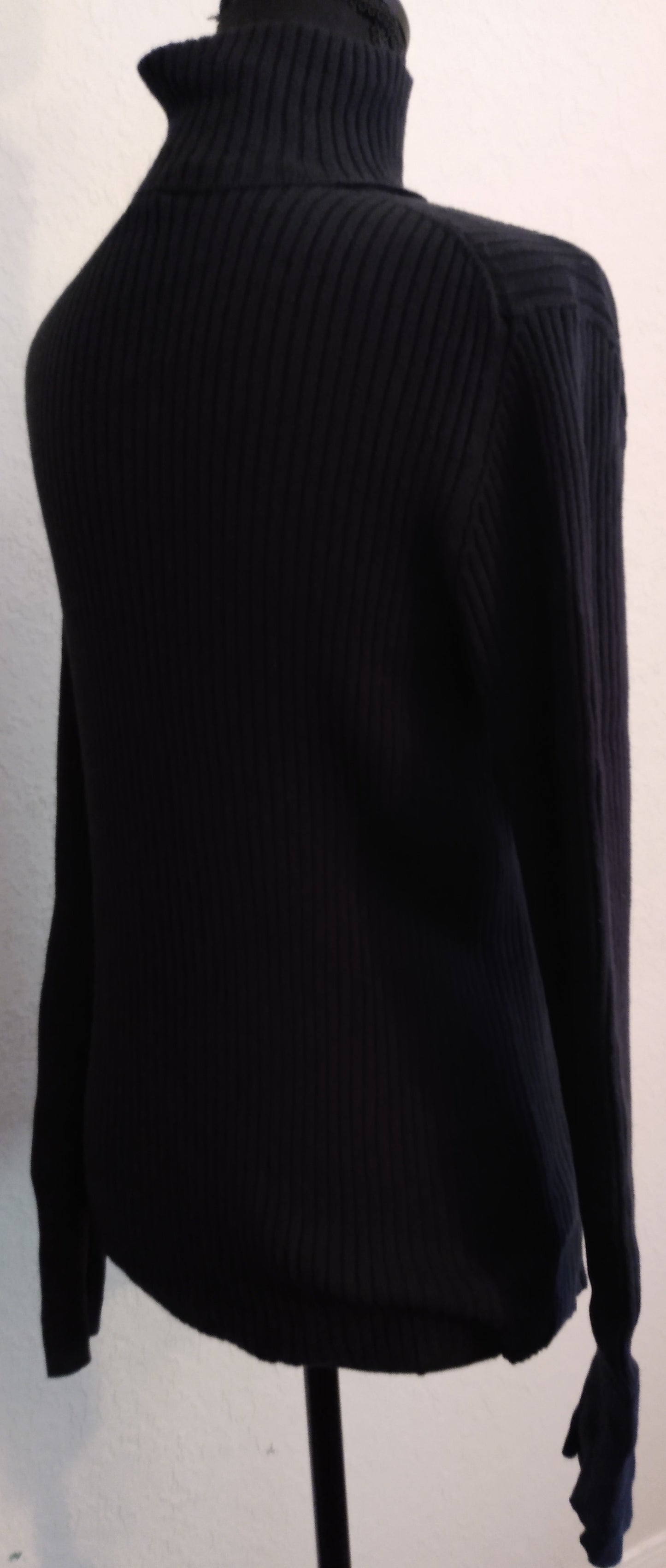 Black Ribbed Turtleneck Sweater