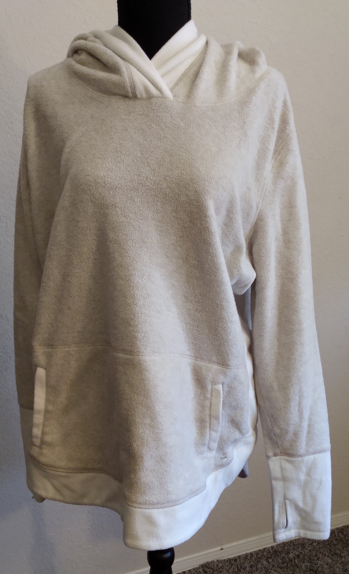 Cream and White Plush Hoodie