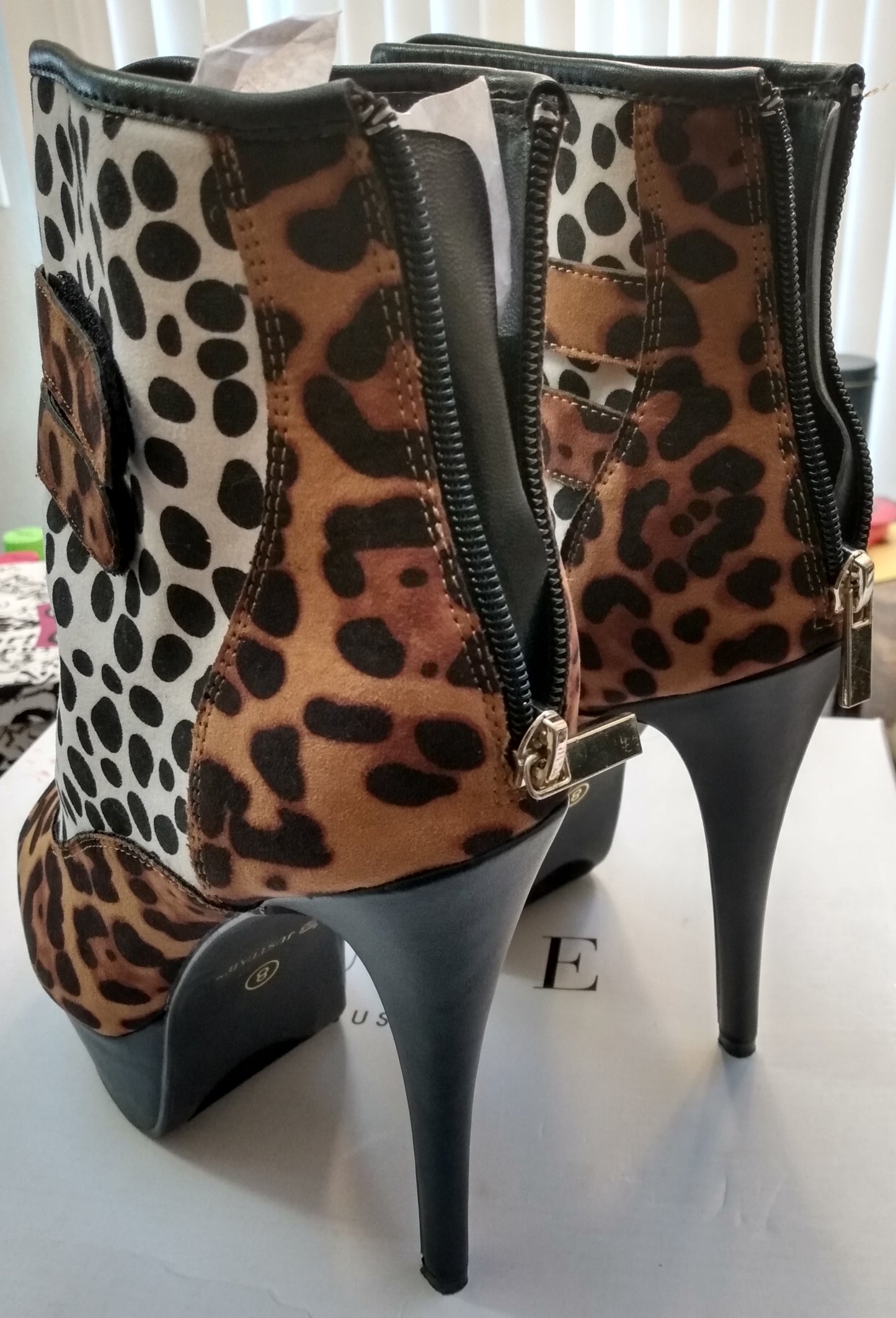 Open Toe Leopard Print Boots