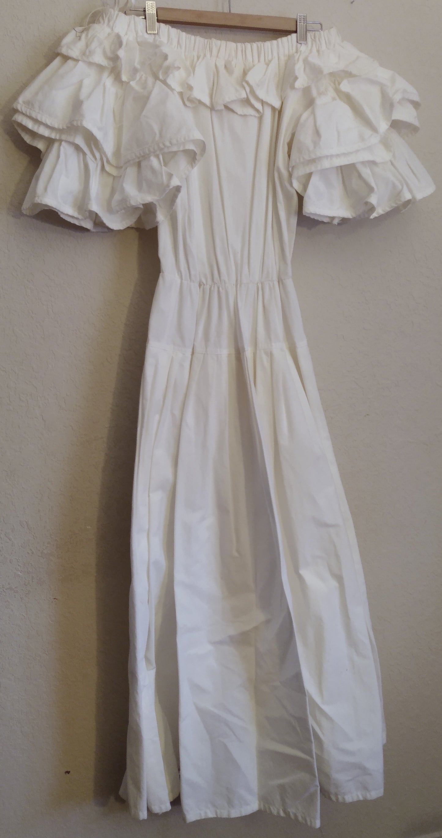 White Ruffle Formal Linen Dress