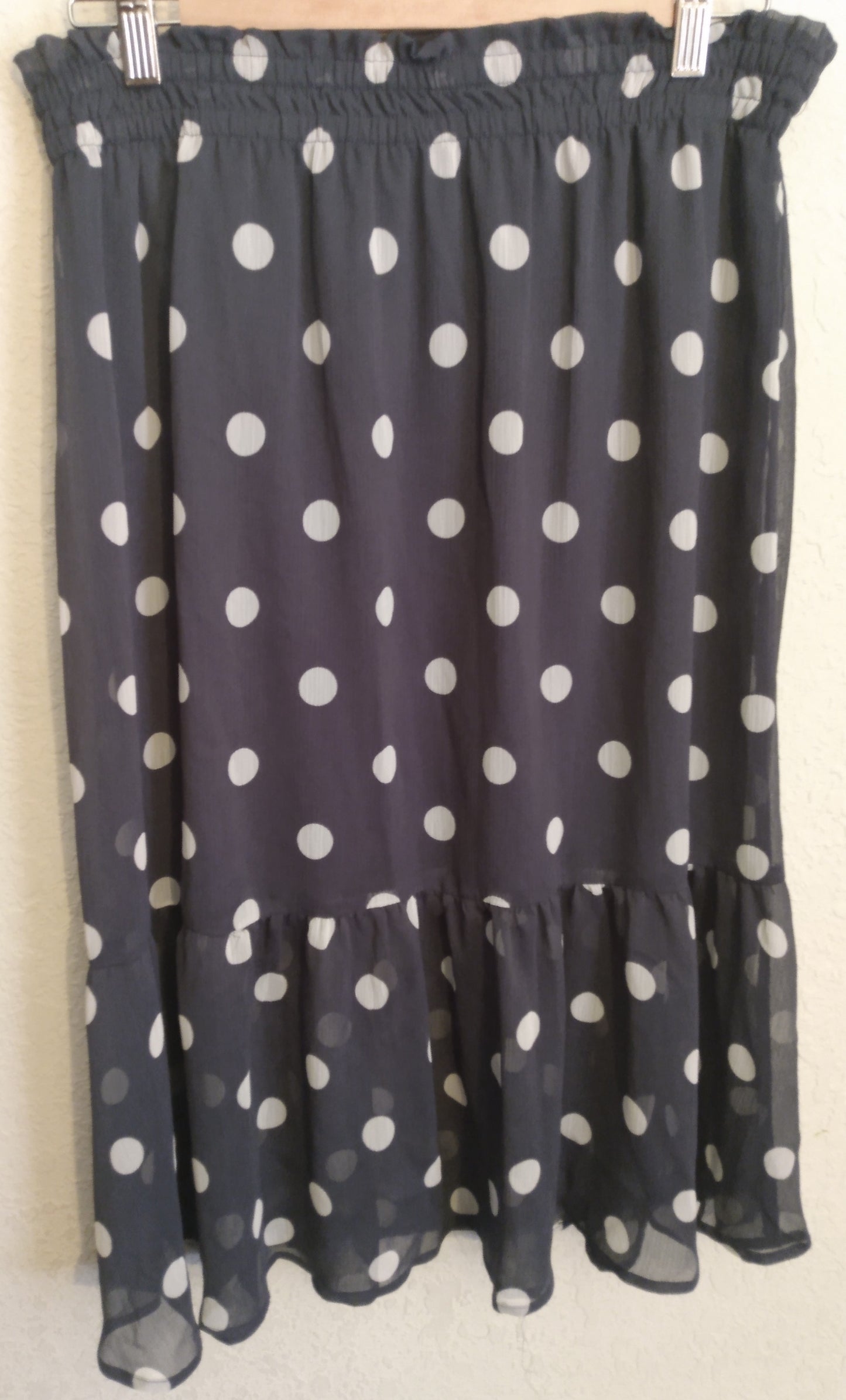 Elastic Waist Black Polka Dot Skirt